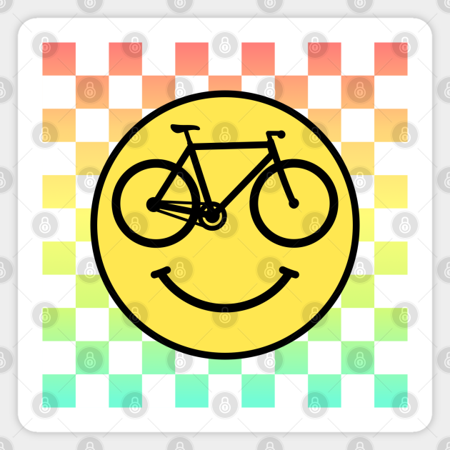 Funny Bicycle Bike Smiley Face Bicycle Sticker TeePublic